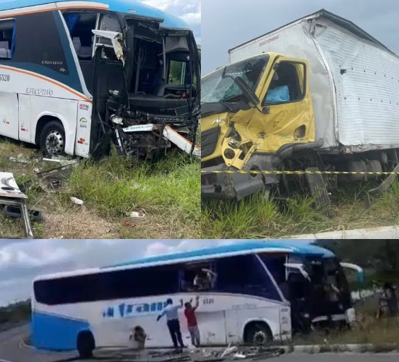 Caminhoneiro e ajudante morrem em batida frontal contra ônibus da Emtram na Bahia