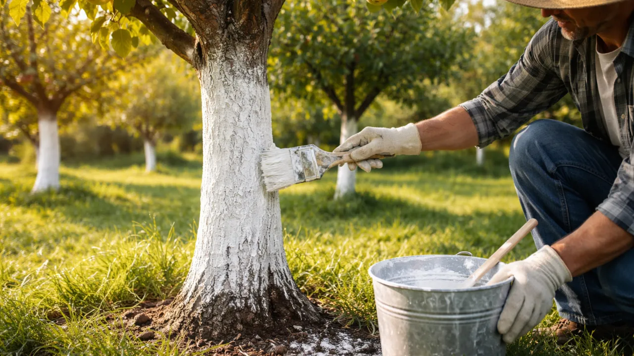 Técnica antiga com cal virgem no tronco de árvores frutíferas ainda funciona, mas esses 3 erros estragam tudo