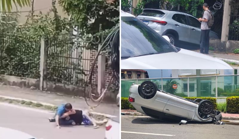 motoristas saem na porrada após acidente entre carros em Manaus