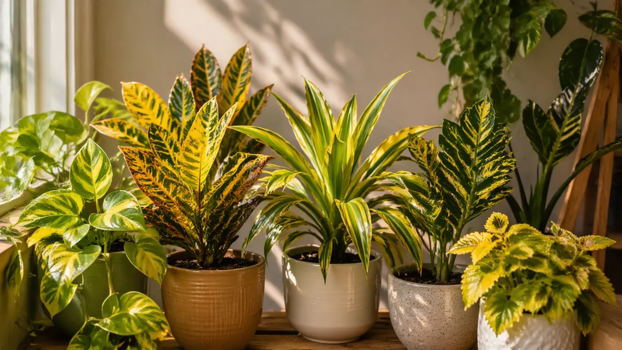 6 plantas com folhas amareladas que criam pontos de luz e quebram o verde comum