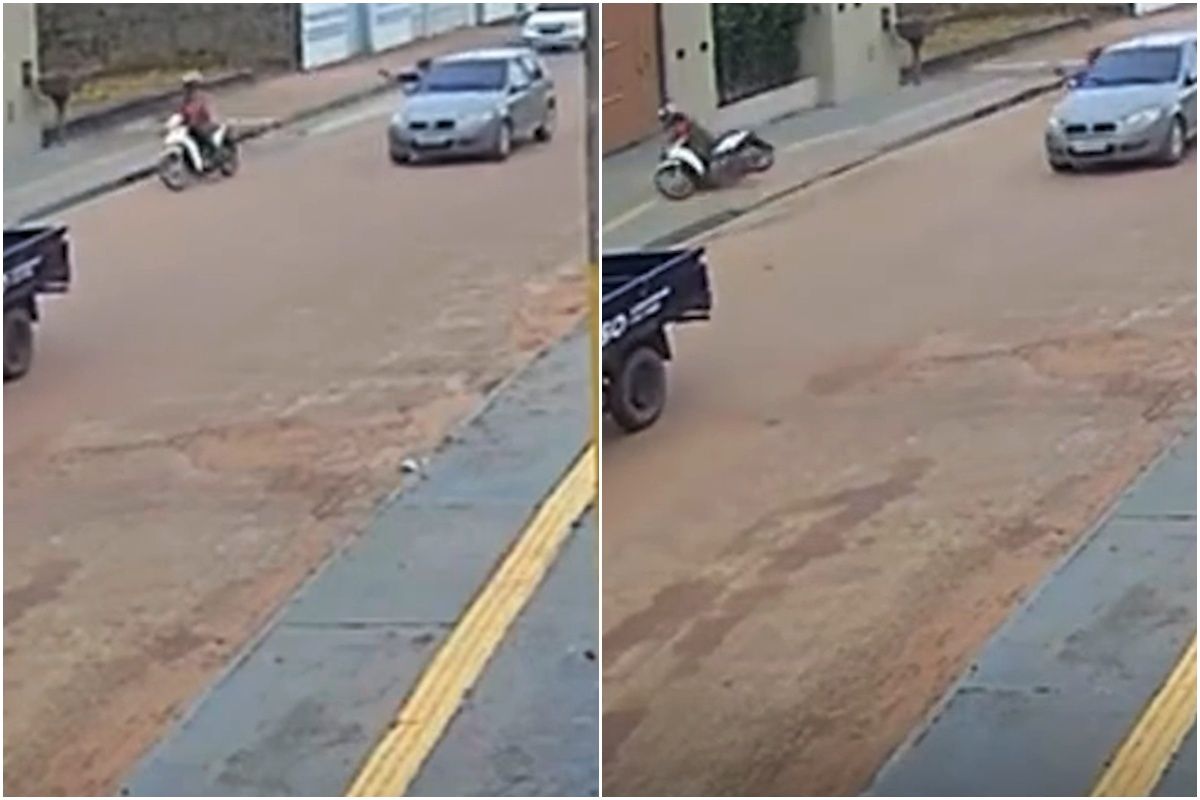 Vídeo mostra motociclista sendo executado por ocupantes de carro…