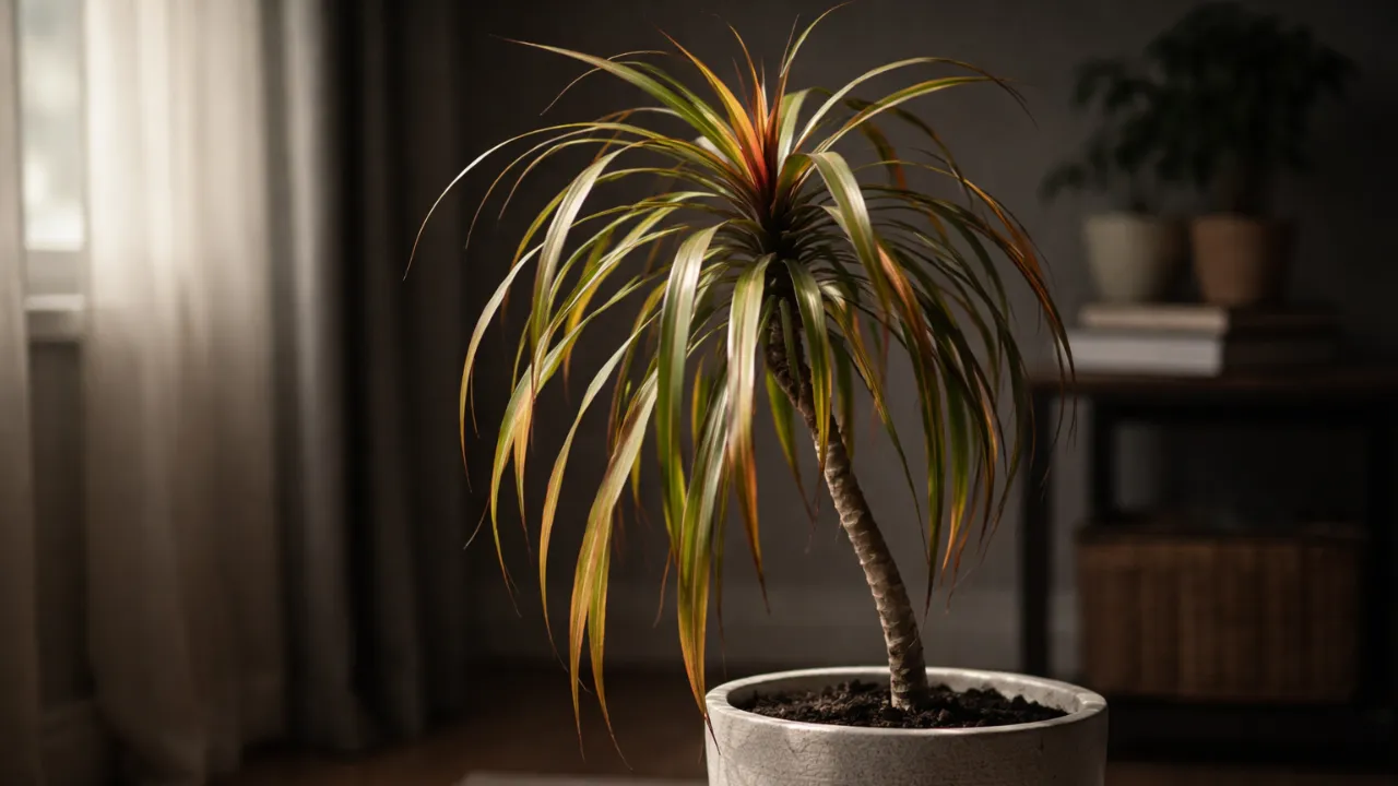 Como identificar a falta de luz indireta na dracena marginata antes que o crescimento trave