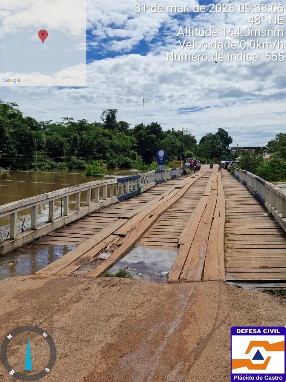 Ponte sobre o Rio Abunã é interditada no interior do Acre, diz Defesa Civil