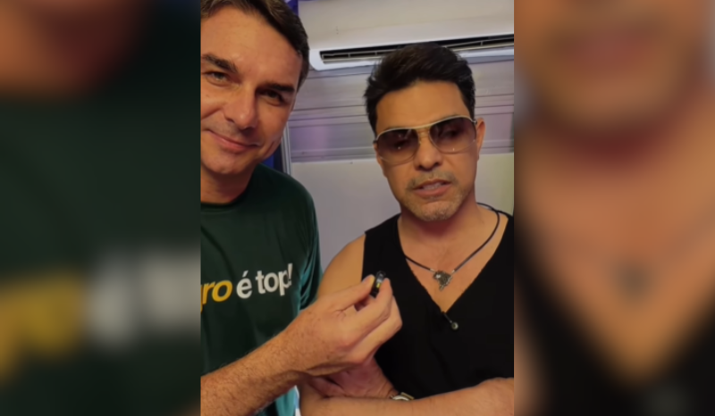 Flávio Bolsonaro e Zezé Di Camargo gravam vídeo de apoio ao ex-presidente