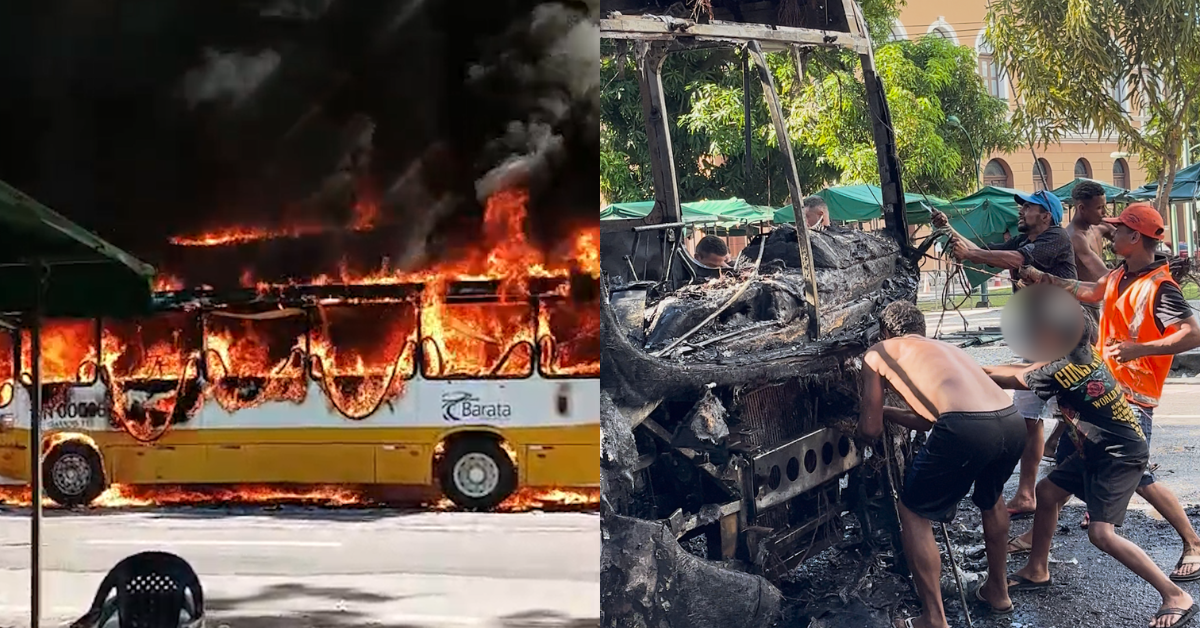 Após incêndio, ônibus é alvo de furtos na Avenida Presidente Vargas, em Belém