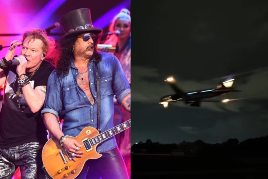 Fãs gravam chegada do avião da banda Guns N’ Roses em Belém