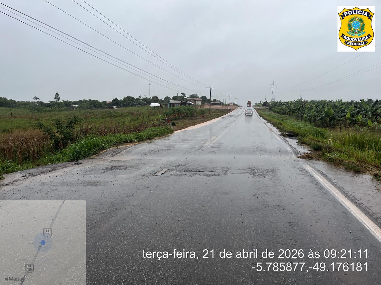 PRF alerta para risco de rompimento na BR-155 entre Marabá e Eldorado do Carajás