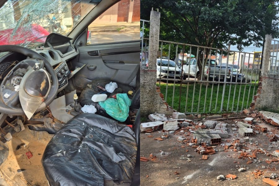 Carro desgovernado atinge muro de terminal rodoviário em Parauapebas