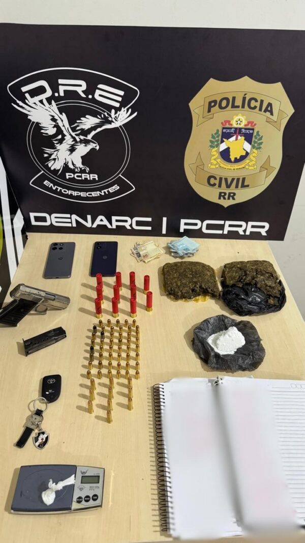 Homem que atuava com “delivery” do tráfico é preso com drogas, arma e munições em Boa Vista