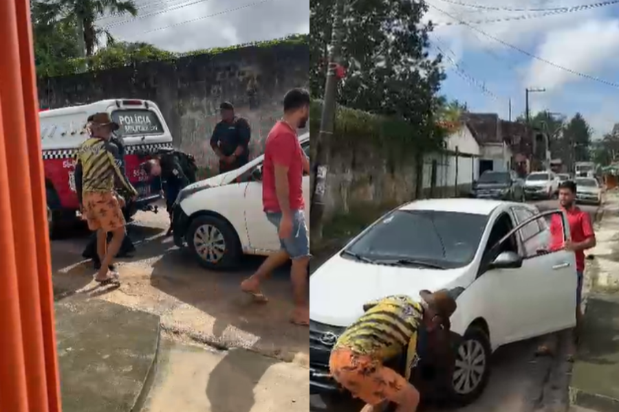 Limpeza em via de Ananindeua provoca congestionamento e acidente com viatura da PM