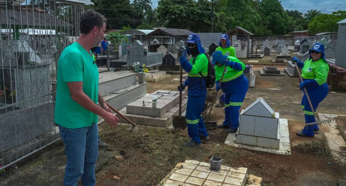 Cemitérios recebem limpeza para homenagens no Dia das Mães