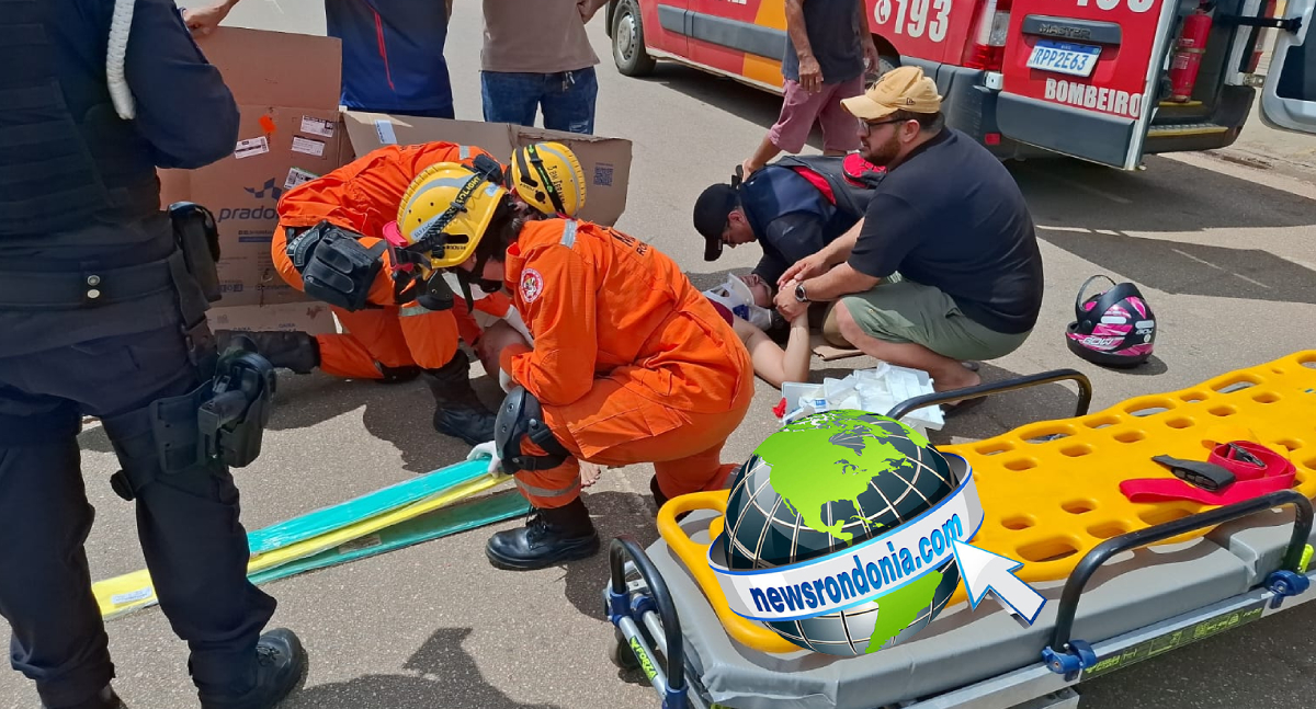 Motociclista inabilitada sofre fratura na perna direita após colisão na avenida Amazonas
