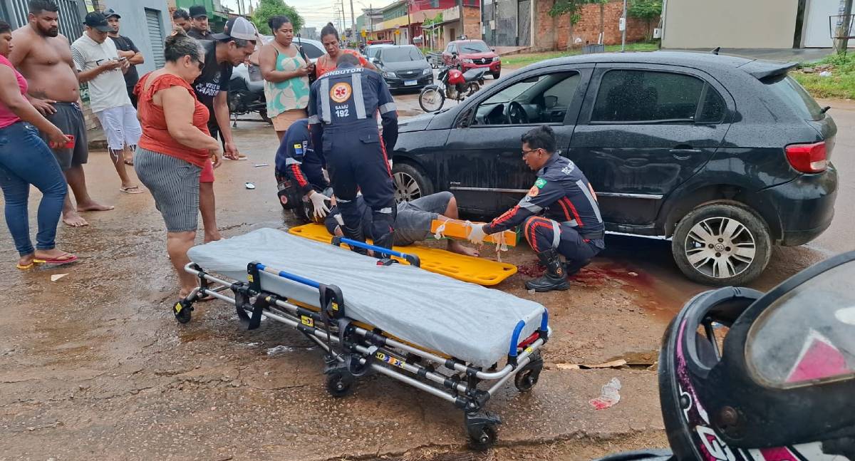 Motociclista sofre fratura exposta em colisão na zona leste de Porto Velho