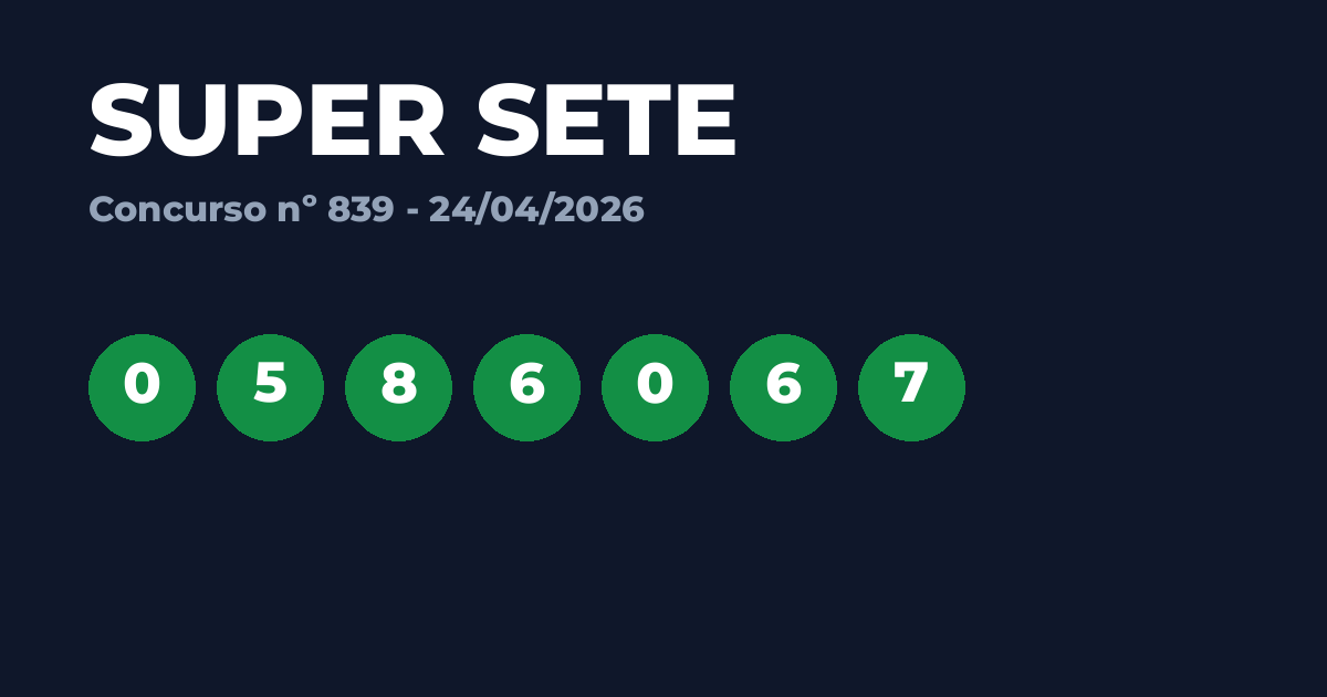 Resultado Super Sete 839 hoje (24/04): ACUMULOU!