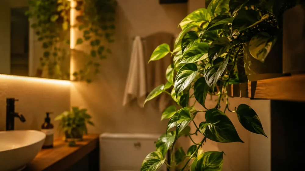 5 plantas de sombra transformam banheiros sem janela em ambientes mais vivos, equilibrados e visualmente leves mesmo com pouca luz natural