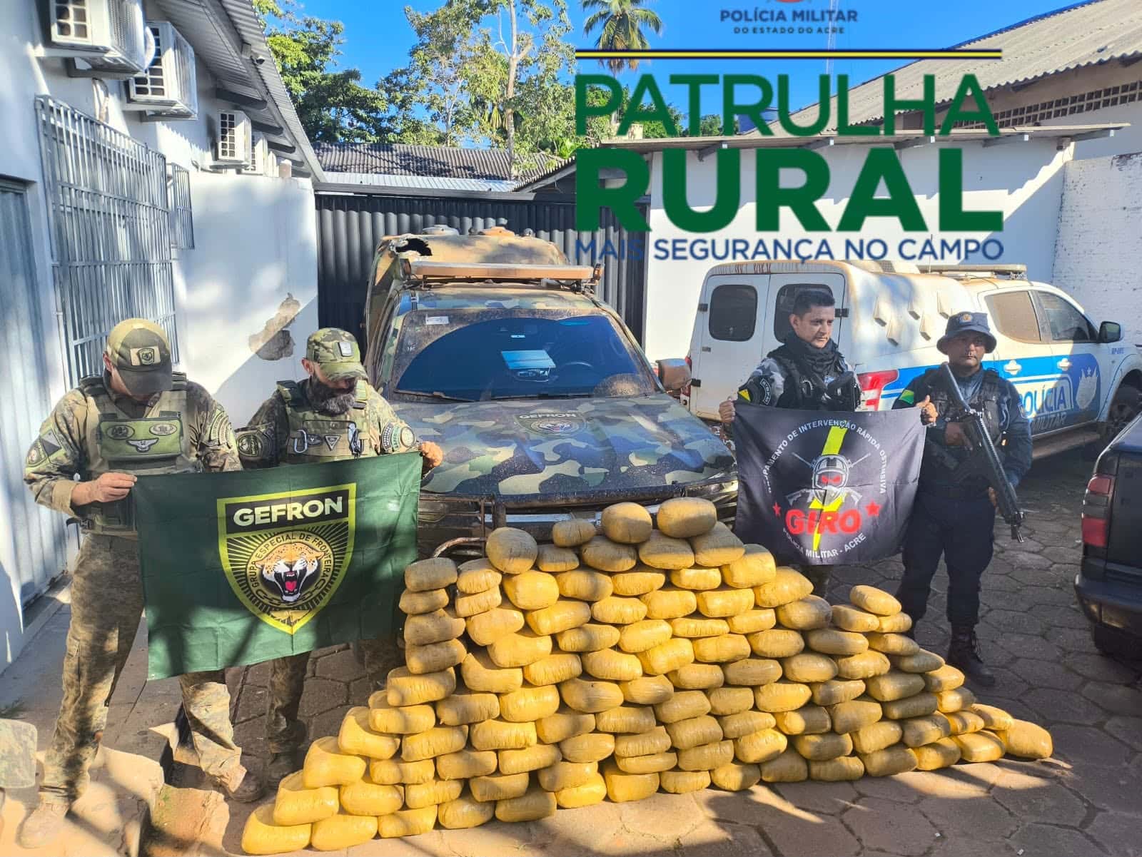Gefron e PM apreendem 90 quilos de skunk em Sena Madureira