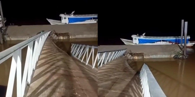 Ponte metálica desaba no antigo trapiche de Icoaraci, em Belém
