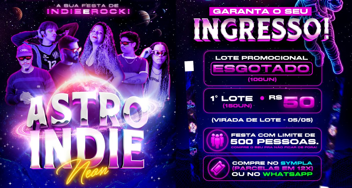Astro Indie retorna dia 16 de maio com open bar e noite alternativa
