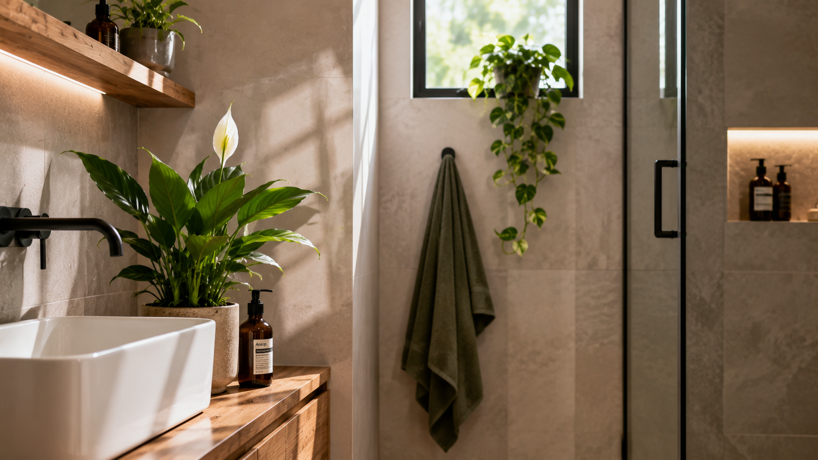 Banheiro fica com aparência de spa natural usando 5 plantas que adoram umidade e ajudam a esconder o aspecto frio do espaço — e o efeito muda até a sensação do ambiente