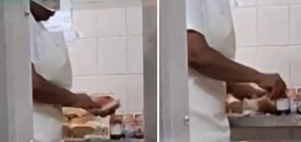 Mulher é flagrada espalhando geleia no pão com as mãos em hospital