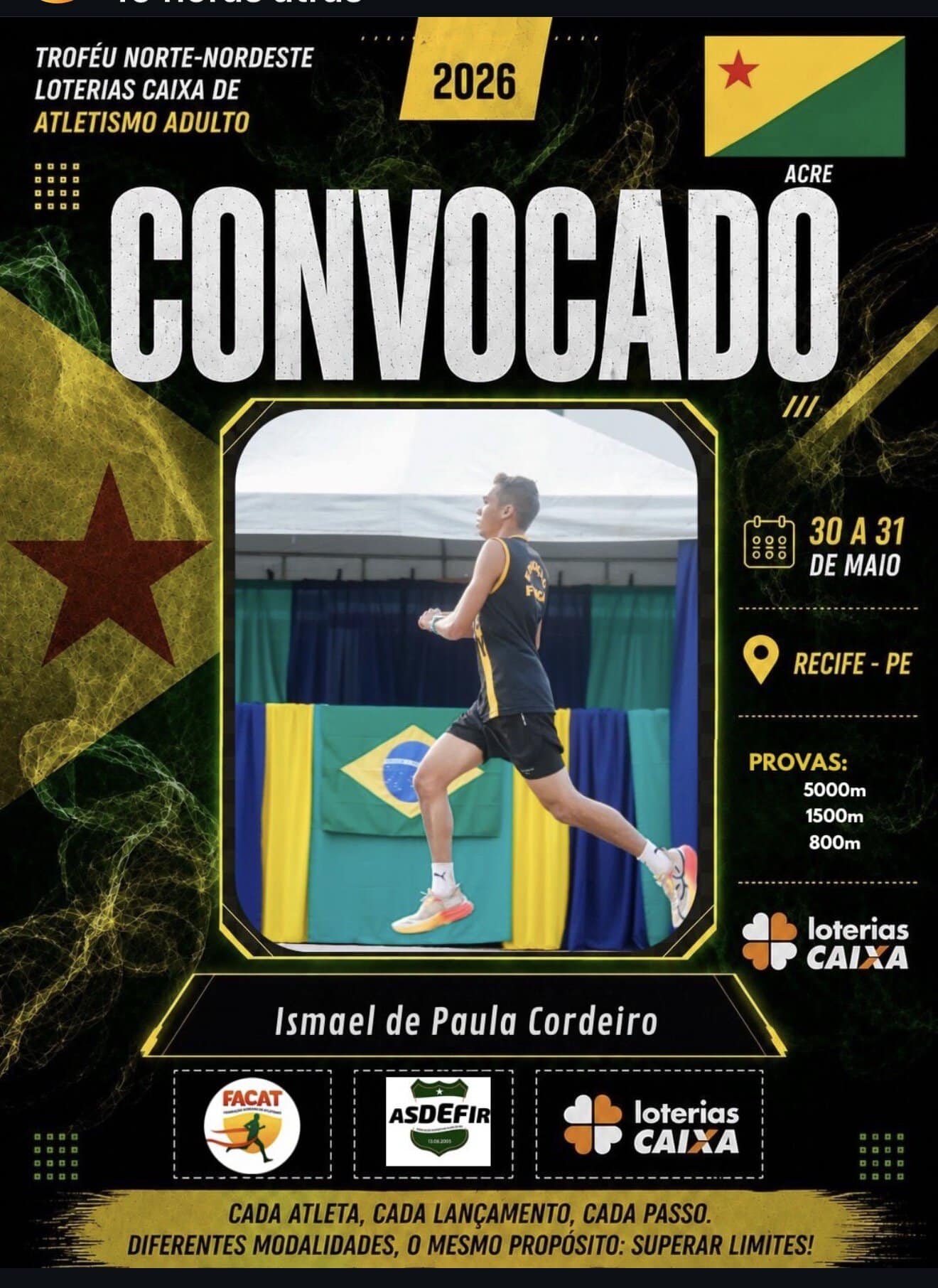 Acreanos são convocados para o Troféu Norte-Nordeste de Atletismo