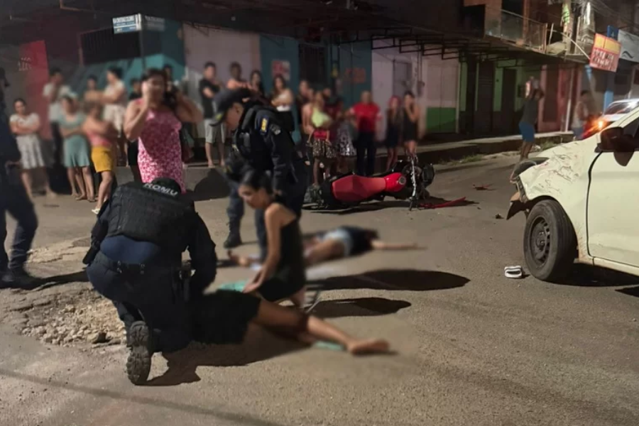 Perseguição policial acaba em acidente e deixa duas pessoas feridas em Itaituba 