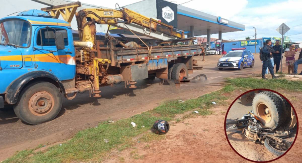 Acidente entre caminhão e moto é registrado em RO