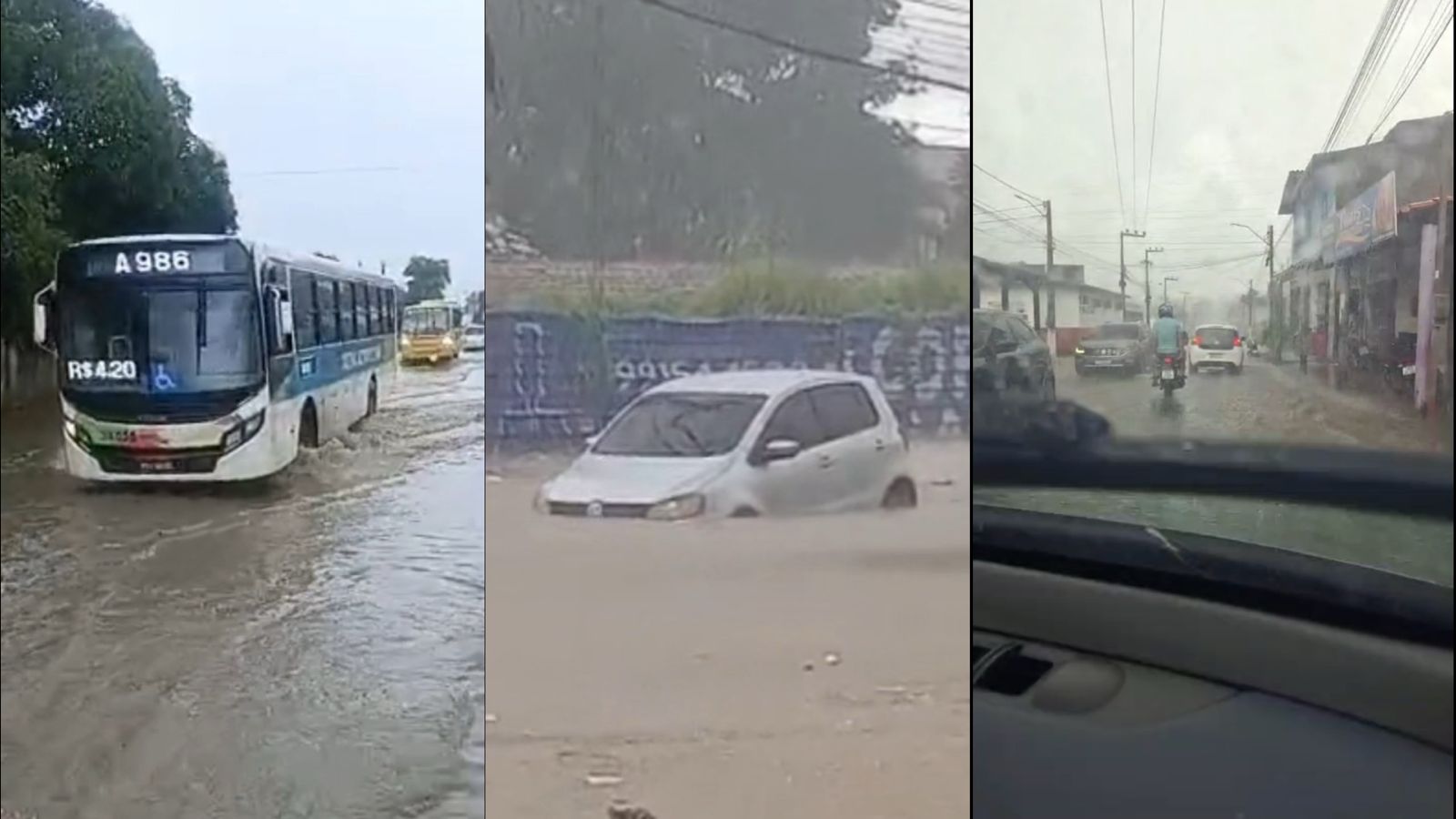 Forte chuva provoca alagamentos e causa transtornos no trânsito da Grande São Luís