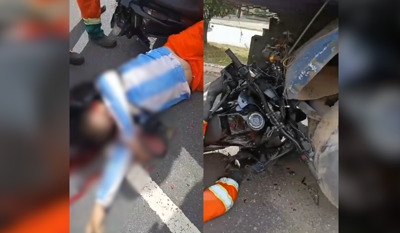 agente de limpeza morre após moto atingir caminhão em Manaus