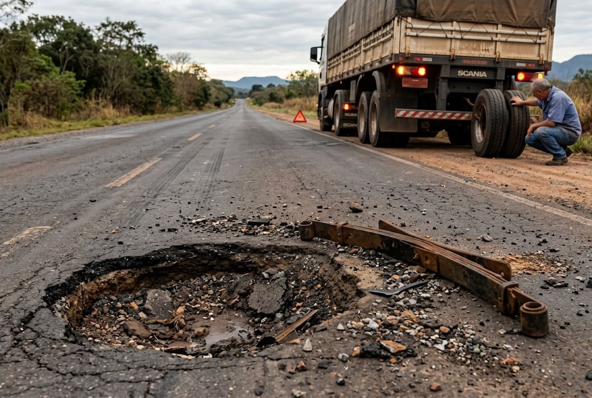 Buraco danificou seu caminhão? Saiba como receber o ressarcimento