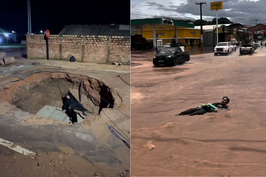 Criador de conteúdo viraliza após ironizar crateras e falta de saneamento em Santarém