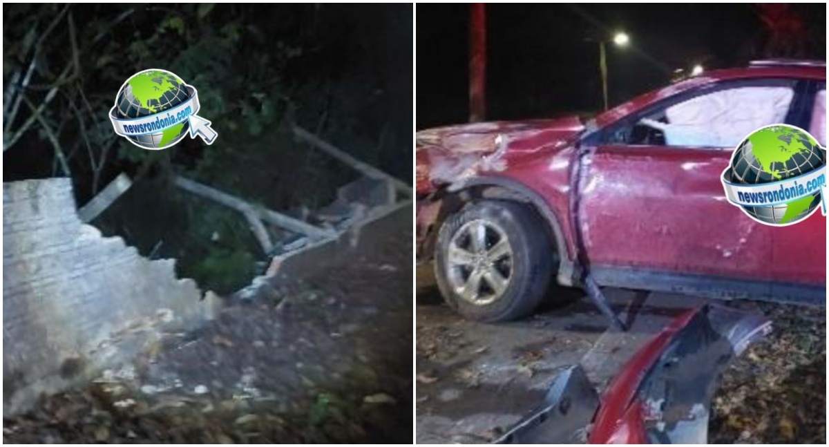 SUV atinge muro após motorista perder controle em Porto Velho