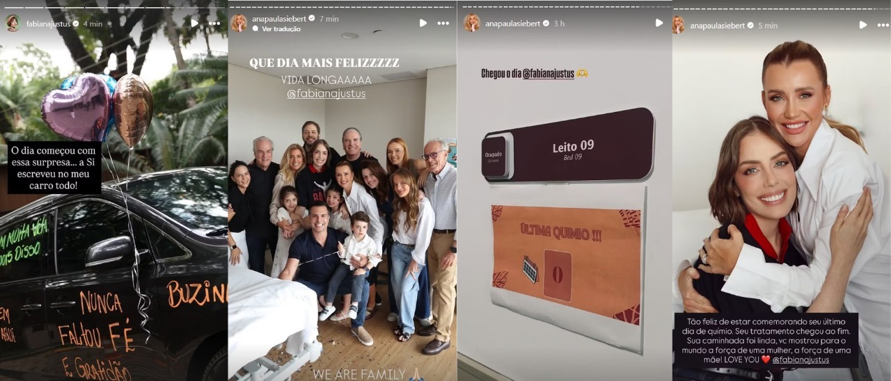 Fabiana Justus celebra fim do tratamento contra leucemia ao lado da família