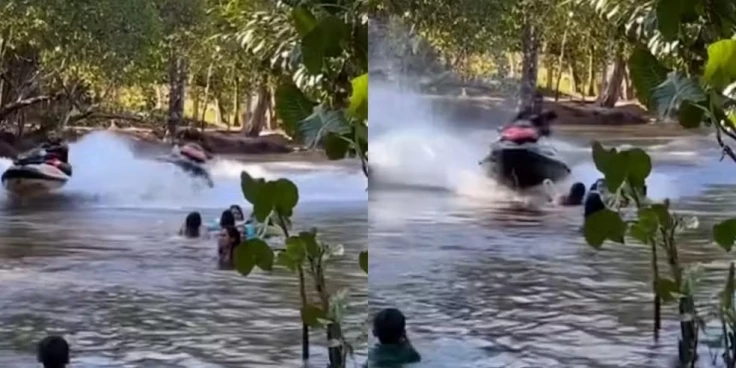 Jet ski atinge banhistas no Rio Corda e deixa dois feridos