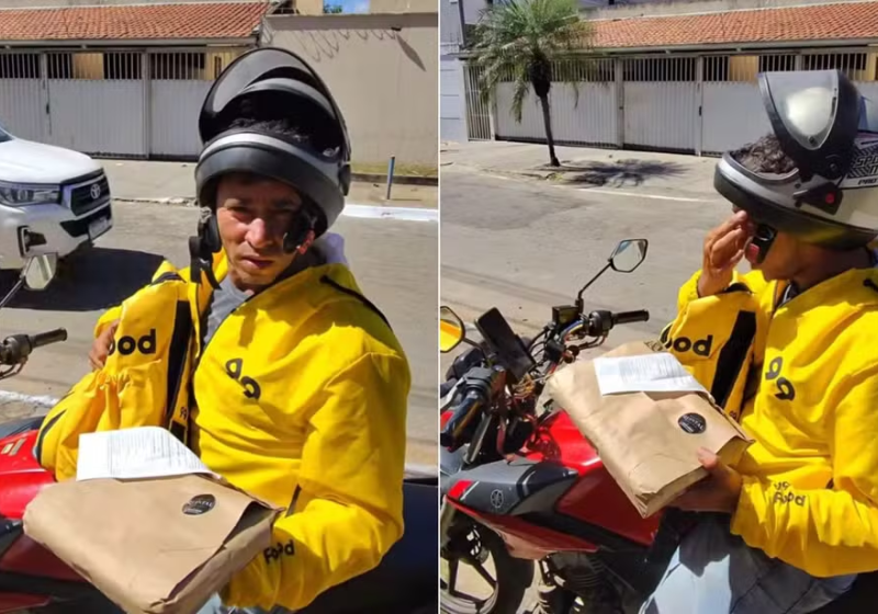 motoboy é surpreendido ao ganhar almoço durante entrega