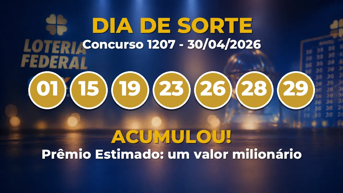 Resultado da Dia de Sorte de hoje, concurso 1207 (30/04): ACUMULOU!