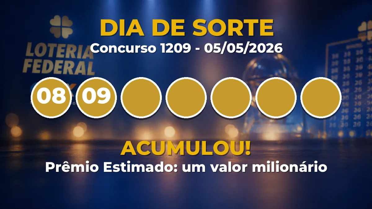 Resultado da Dia de Sorte de hoje: concurso 1209 (05/05) acumulou