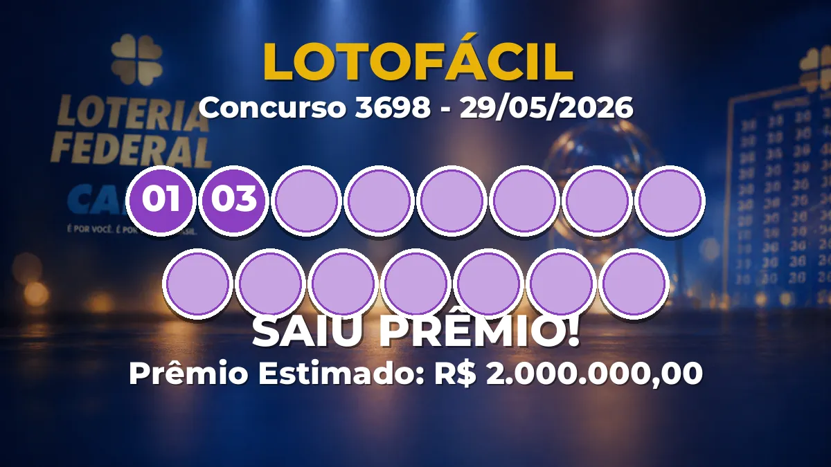 Resultado da Lotofácil de hoje (concurso 3698) tem aposta premiada