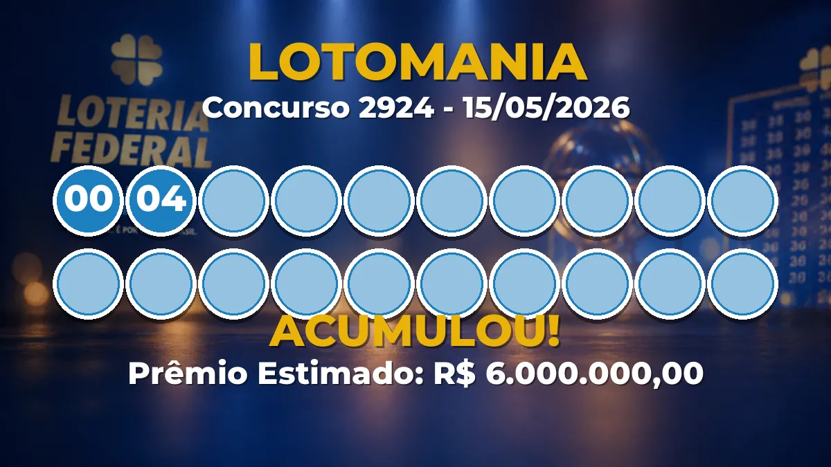 prêmio acumula em R$ 6 milhões no concurso 2924