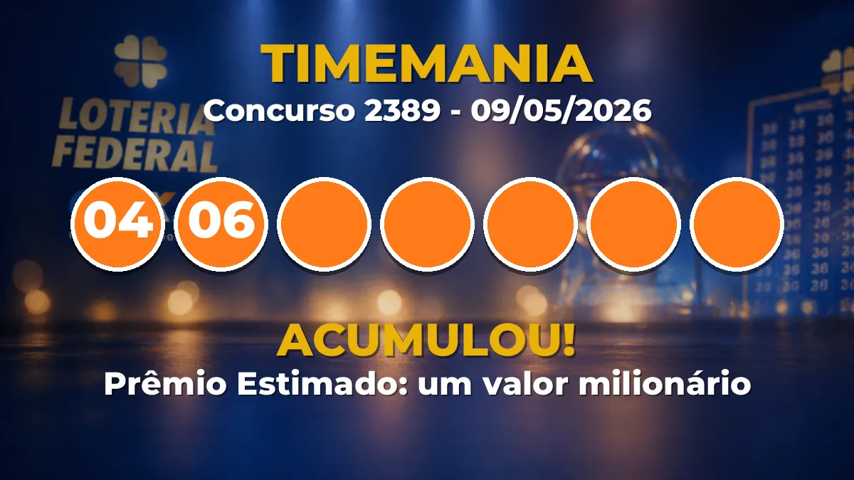 Resultado da Timemania de hoje, concurso 2389 (09/05) não teve ganhadores