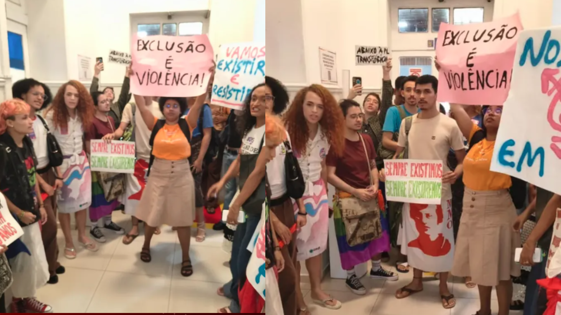 Ativistas protestam contra lei que proíbe uso de banheiros femininos por mulheres trans em São Luís