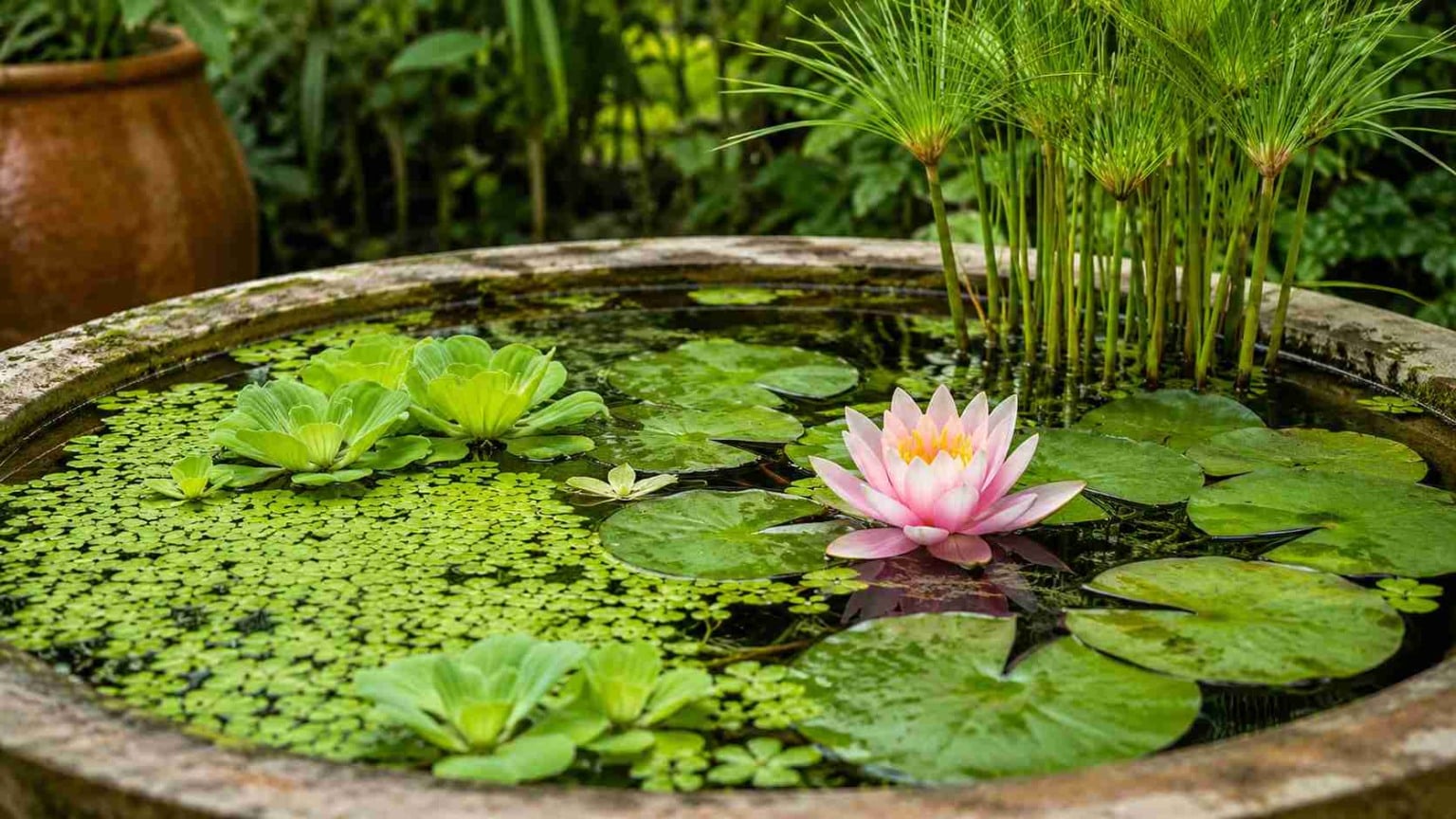 8 plantas aquáticas para fontes de jardim que ajudam a manter a água mais equilibrada e deixam o espaço muito mais bonito