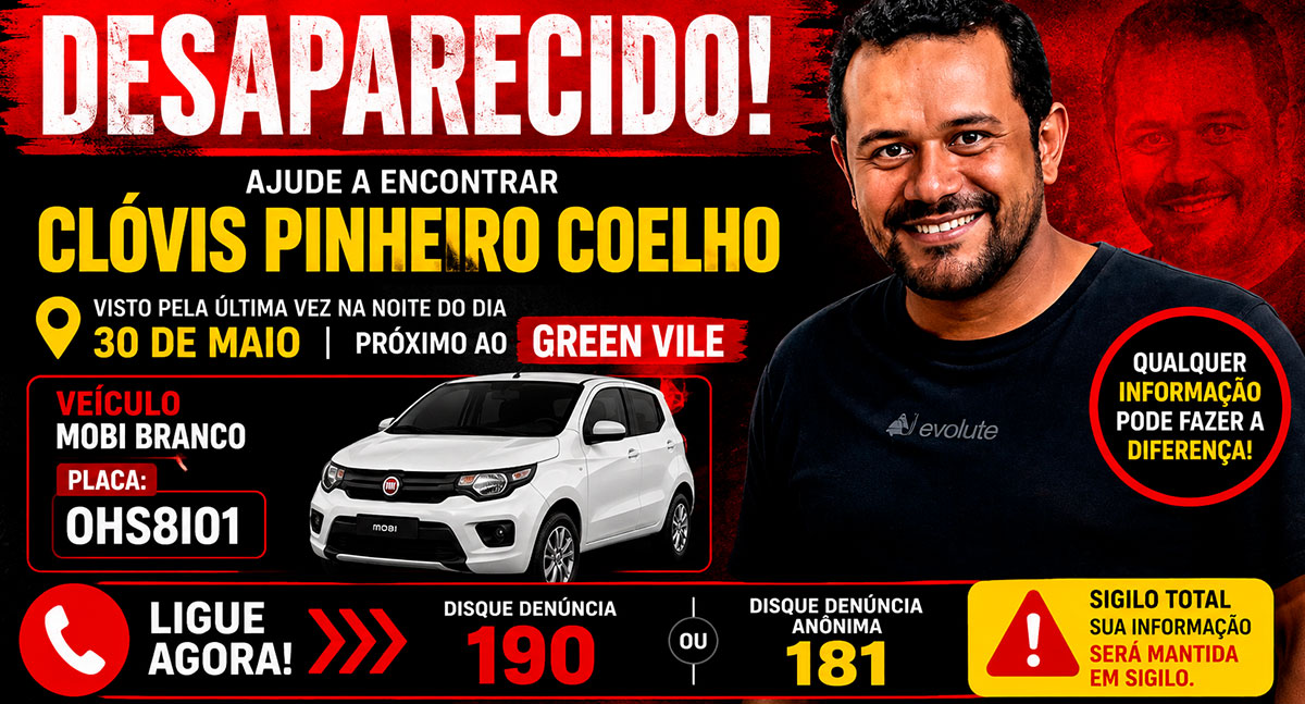 Clóvis Pinheiro Coelho está desaparecido e família pede ajuda para localizá-lo
