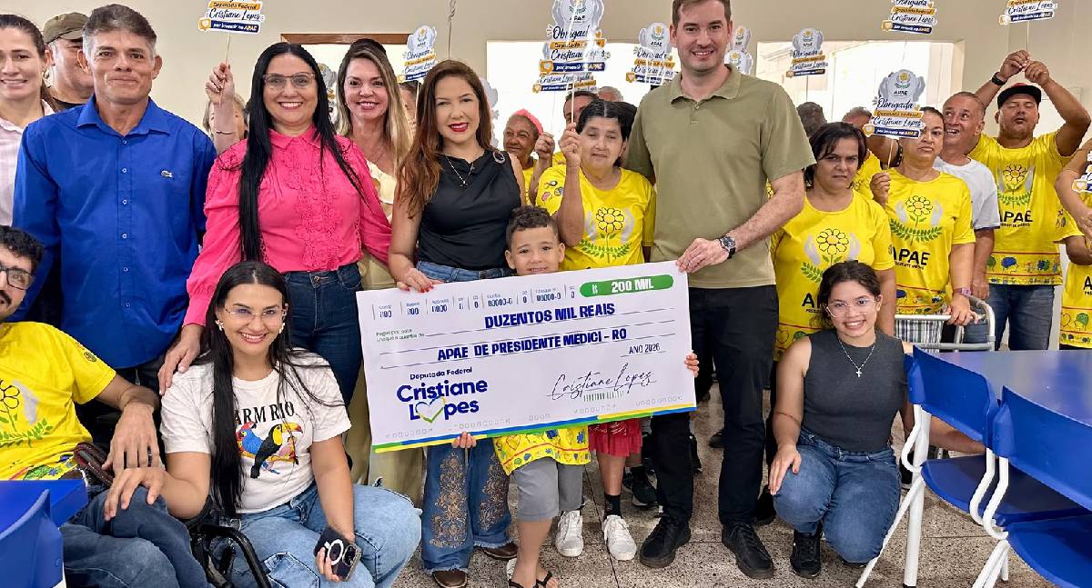 Cristiane Lopes destina R$ 200 mil para APAE de Presidente Médici