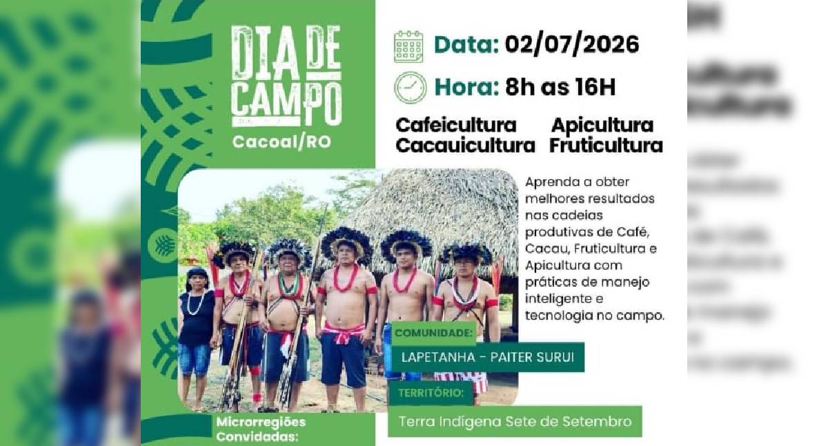 Dia de Campo em terra indígena destaca inovação na produção de café, mel e cacau em Rondônia