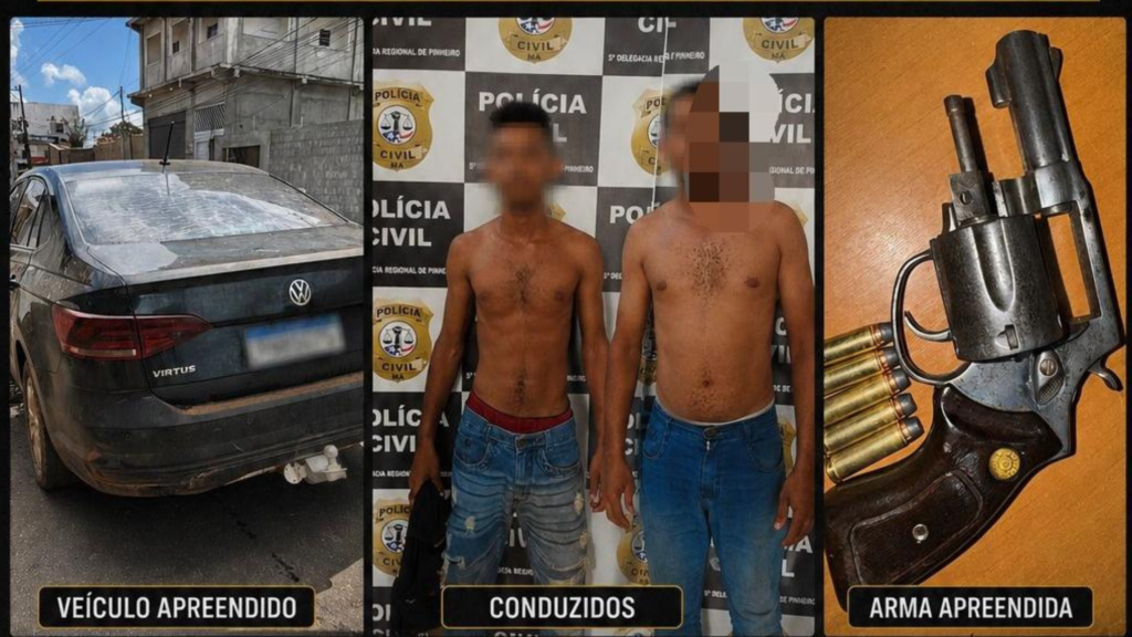Dois homens são presos por adulteração de veículo e porte ilegal de arma de fogo em Pinheiro