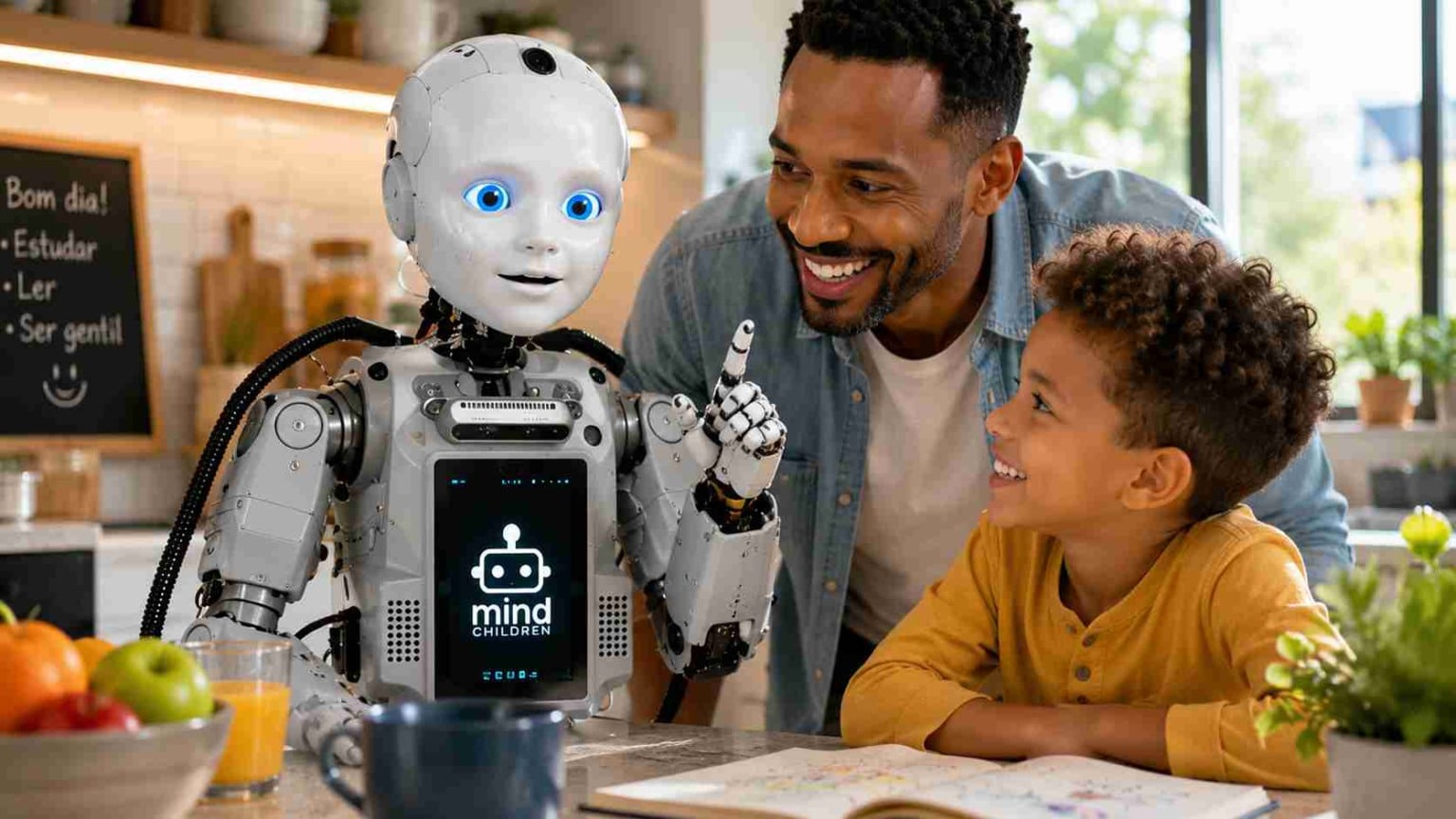 Robô humanoide Codey tem 1 metro de altura, usa inteligência artificial para conversar, aprender e viver entre pessoas e pode ser a nova geração de robôs sociais amigáveis para crianças e escolas