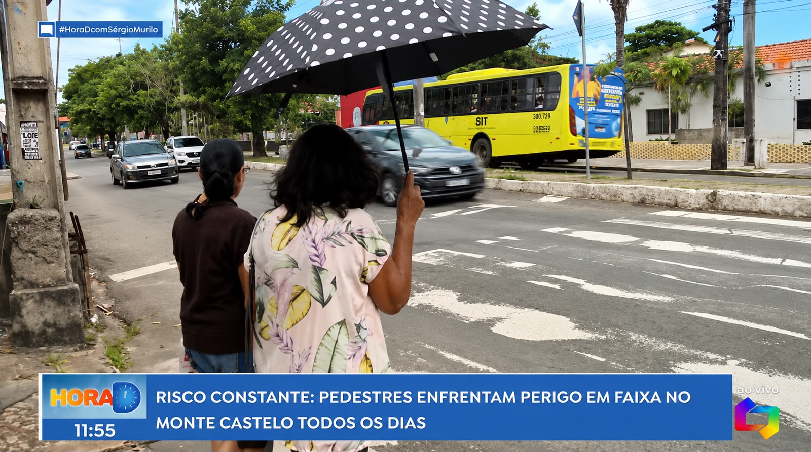 Faixa apagada e falta de respeito de motoristas dificultam travessia de pedestres no Monte Castelo