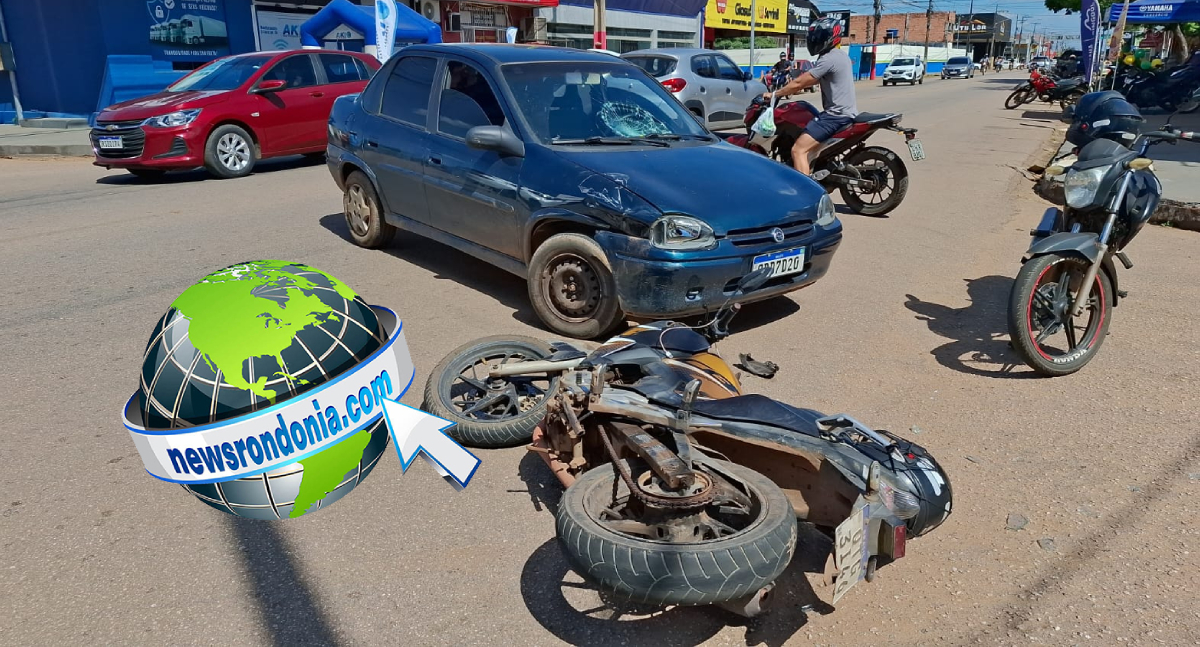 Acidente deixa motociclista ferido após colisão com carro