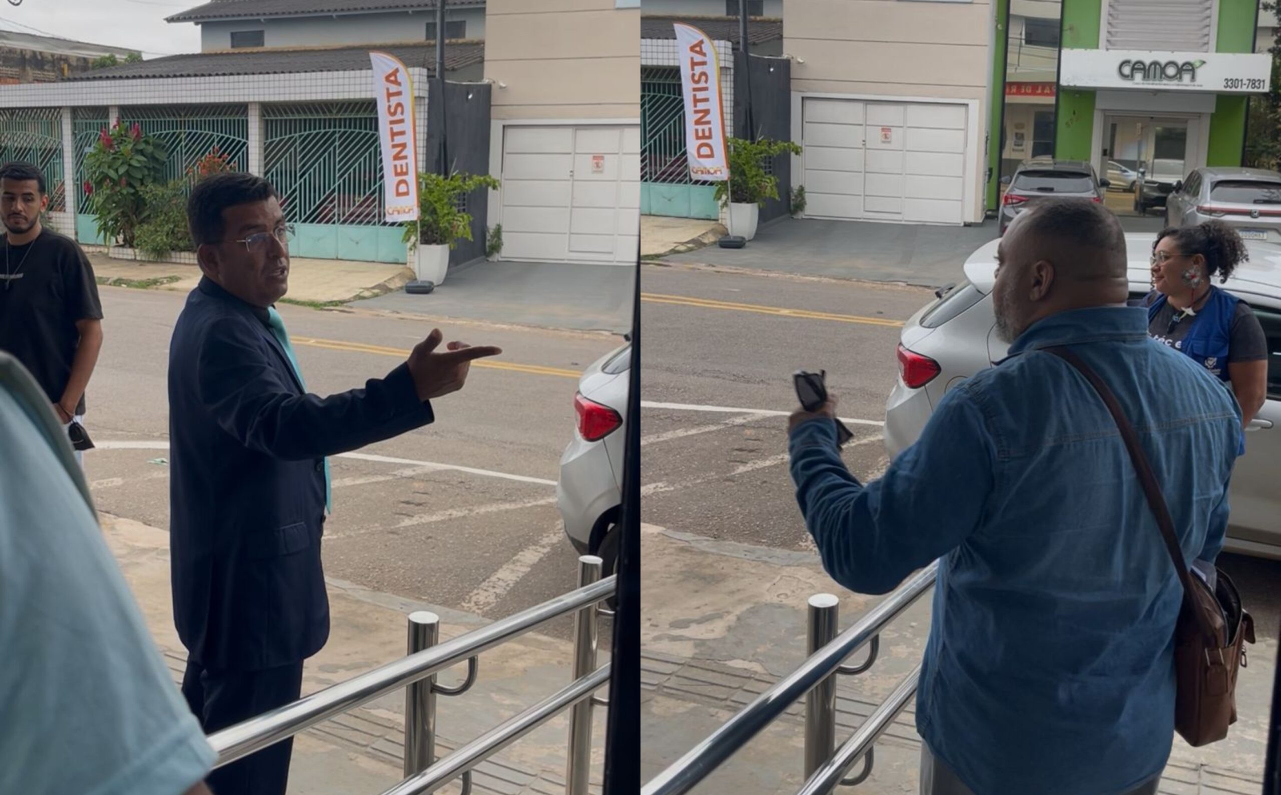 Vereador e sindicalista batem boca em frente à Câmara